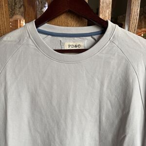 PD&C Shirt Mens XL Light Gray Blue Long Sleeve Crewneck Casual Soft Tee vintage
